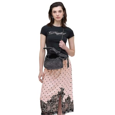 THE BOW DENIM MINI SACK BAG